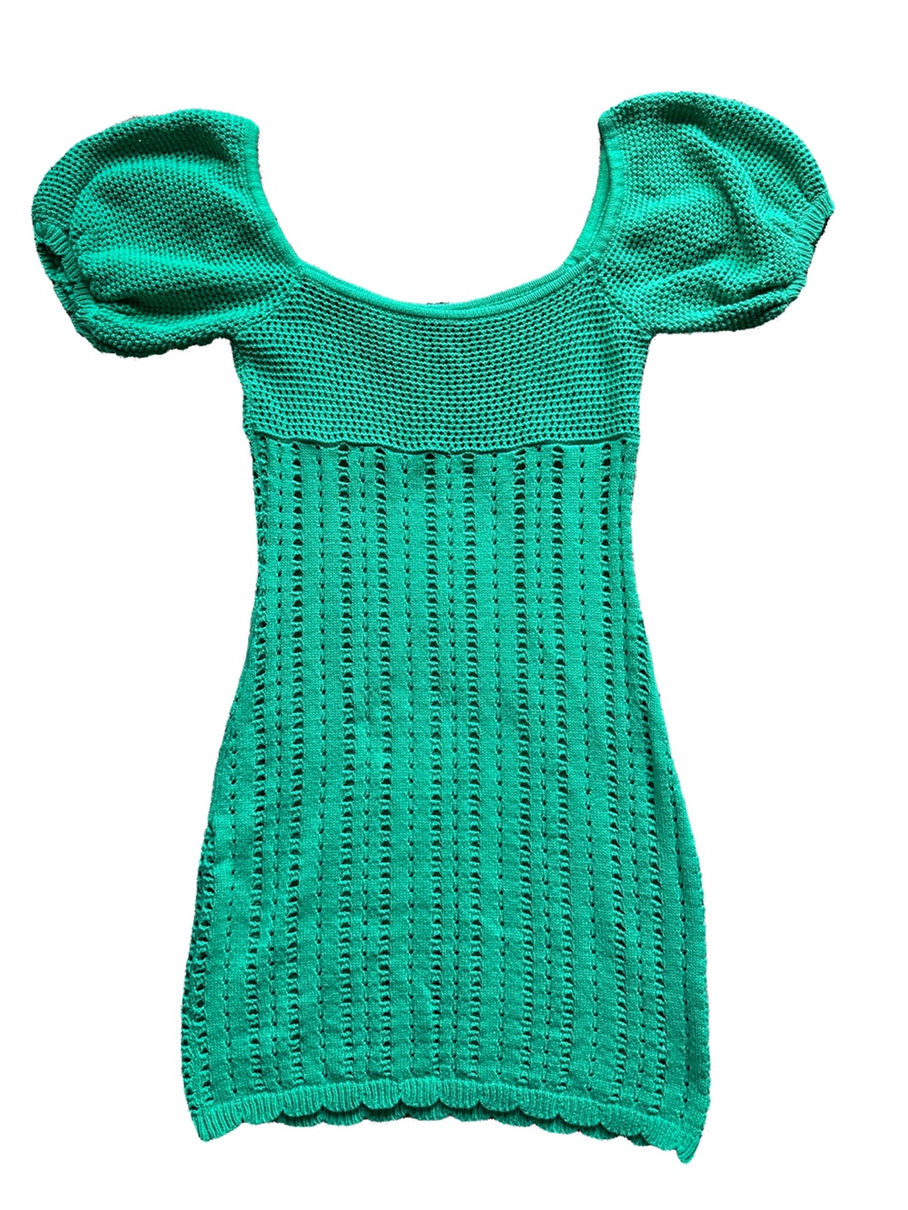 Green crochet dress